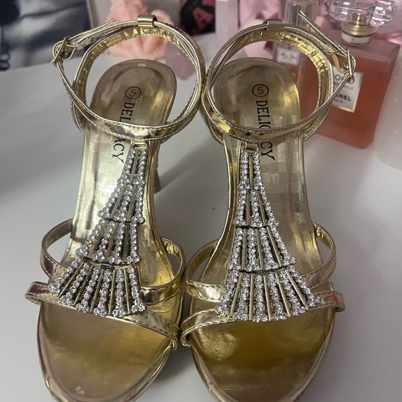 Y2k Gold Rhinestone Heels - Picture 2 of 4